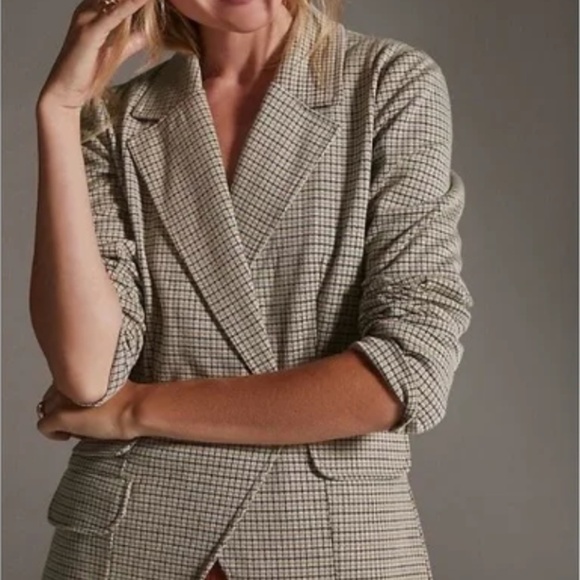 Anthropologie MAEVE Blazer Collegiate Knit Plaid Blazer